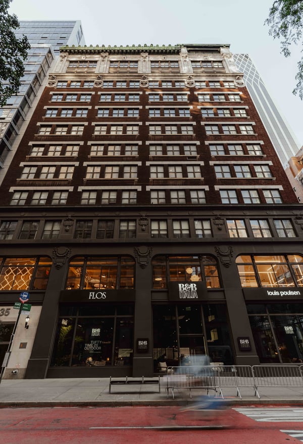 Exterior facade of Blender Workspace event venue in a historic Madison Avenue building in Manhattan, New York City